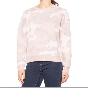 NWT Lucky Brand Blush Pink Camo Crew Neck Sweater Pullover Large